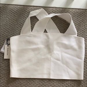 White Cropped Box Cut Tank